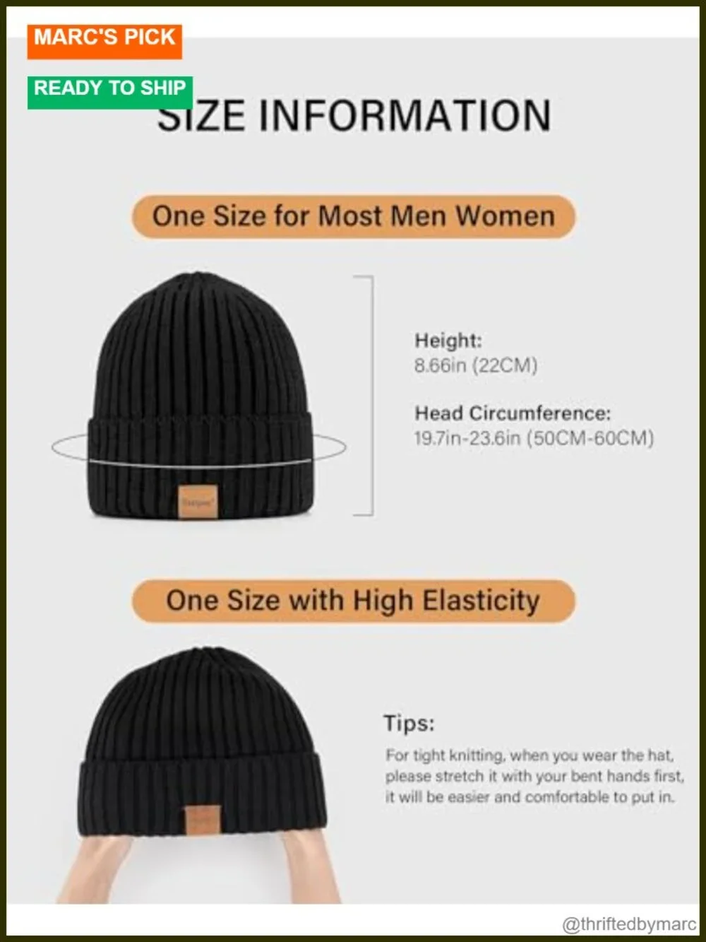 Winter Beanie Hats 3 Pack Fleece Lined Thermal Knit Skull Caps Unisex